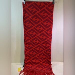 Fendi NWT Red Geometric Logo Scarf